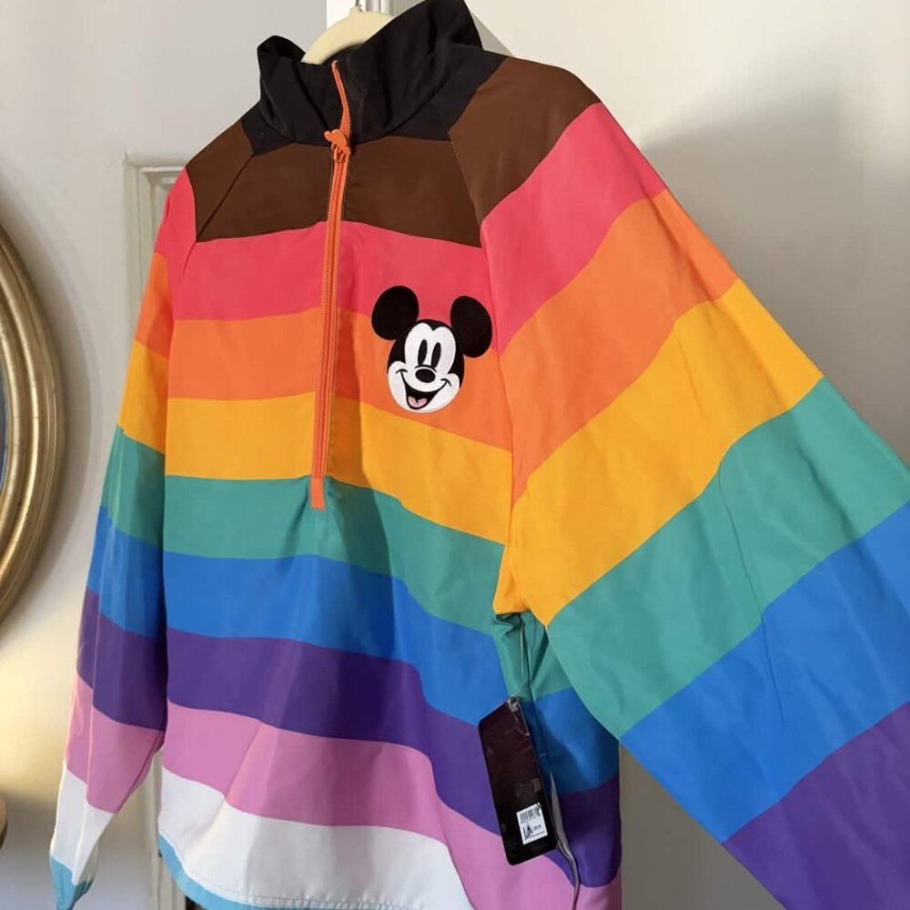 NWT SIZE L: Disney PRIDE Bundle (Pride Half Zip Sweater + Disney PRIDE Fan)